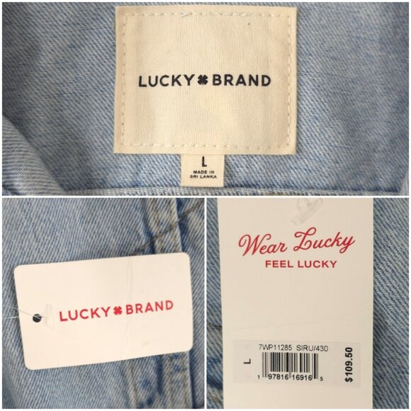 NWT $109 LUCKY BRAND BLUE DENIM JACKET WOMEN'S SIZE LARGE LIGHT WASH POCKETS NEW - Picture 3 of 16